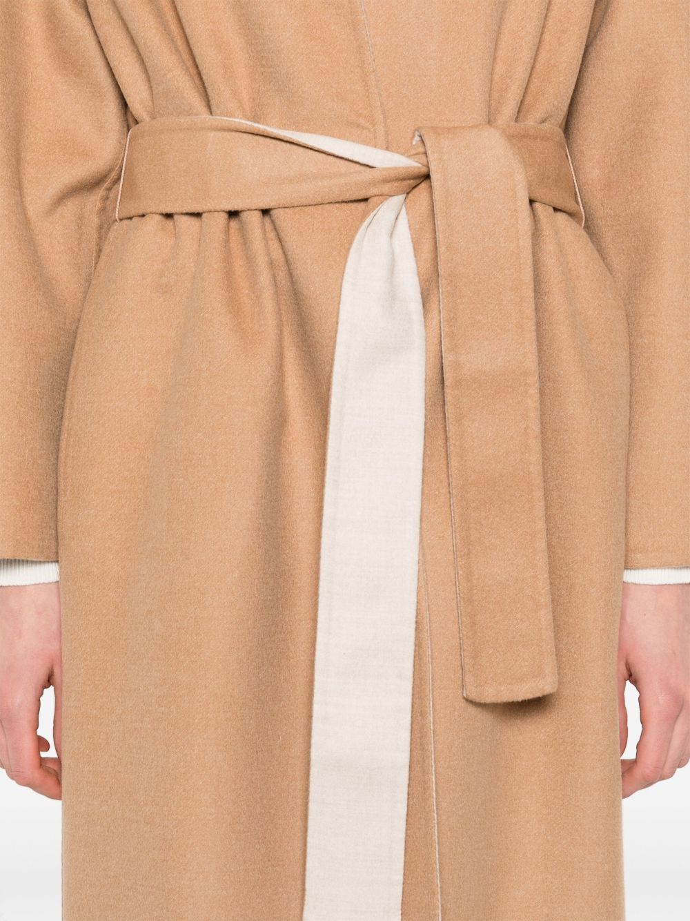 Fabiana Filippi Wool Belted Coat with Self-Tie Belt in Beige Beige