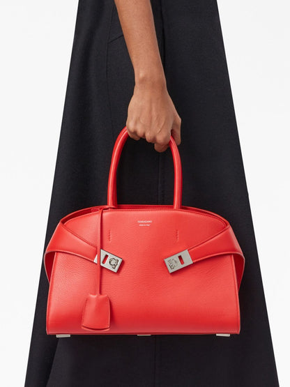 Ferragamo Hug Small Leather Tote Bag Red