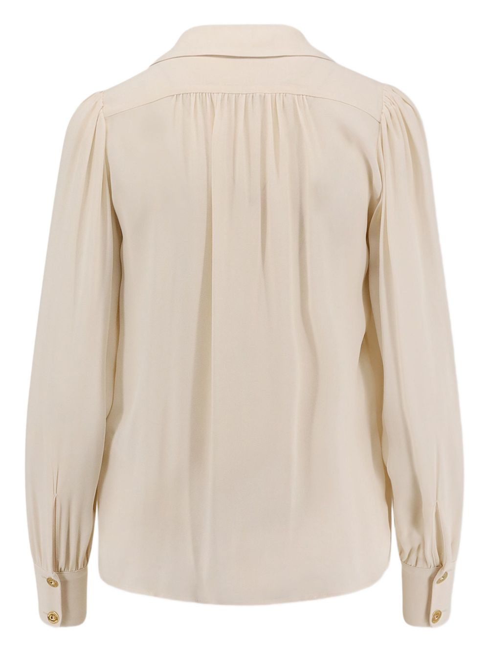 Elisabetta Franchi V-Neck Gathered Shoulder Blouse White
