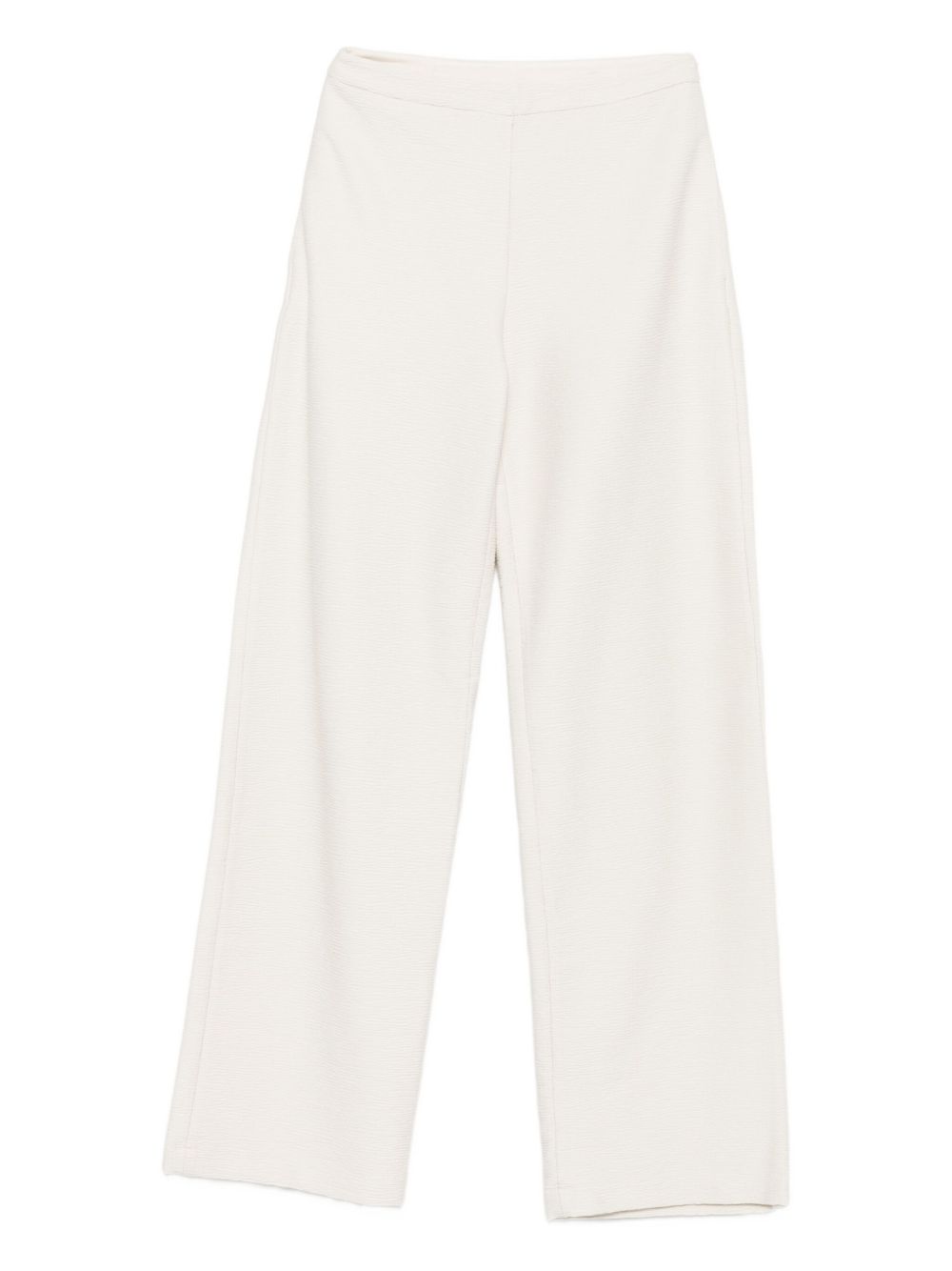 Emporio Armani High-Waisted Textured Ivory Trousers Ivory