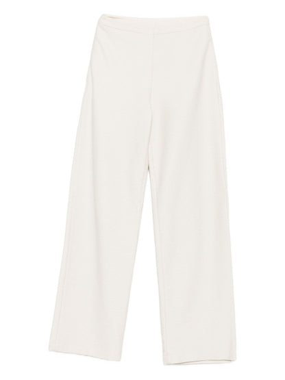 Emporio Armani High-Waisted Textured Ivory Trousers Ivory