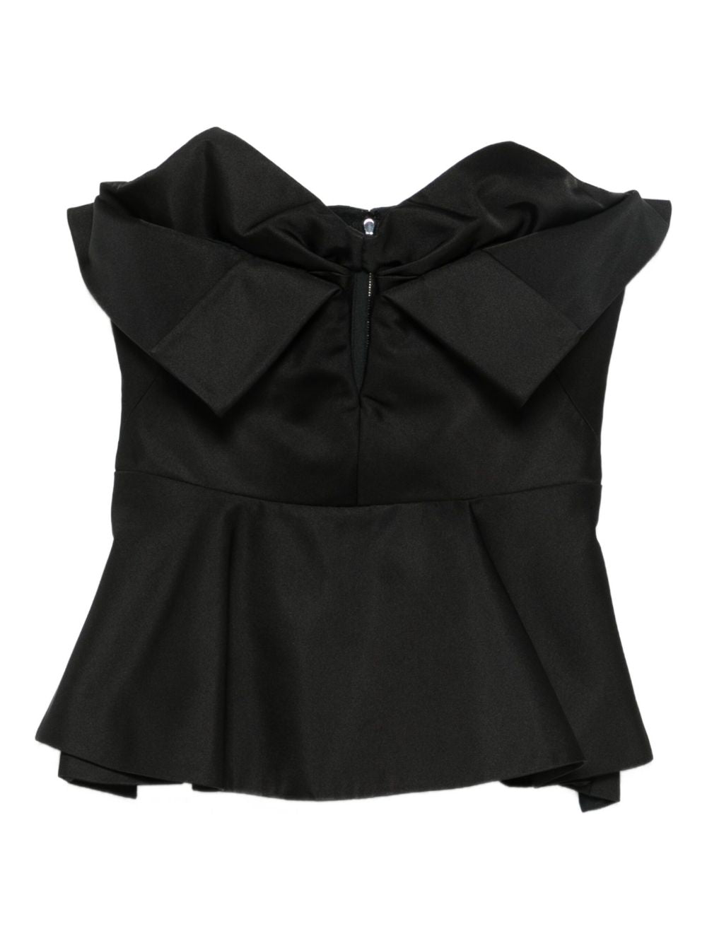 Alexander McQueen Bow-Detailed Off-Shoulder Silk Peplum Top Black
