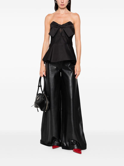 Alexander McQueen Bow-detailed peplum top Black