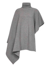 Stella McCartney Asymmetric Ribbed Wool-Cashmere Poncho Grey