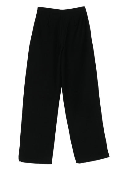 Emporio Armani Wide-Leg High-Waist Cotton-Blend Trousers Black Black