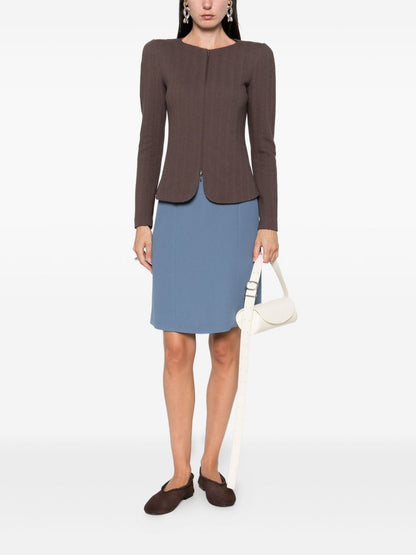 Emporio Armani Chevron Cotton Blend Blazer Dove Grey