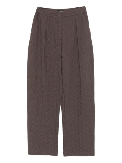 Emporio Armani High-Rise Chevron Pleated Straight-Leg Trousers Dove Grey