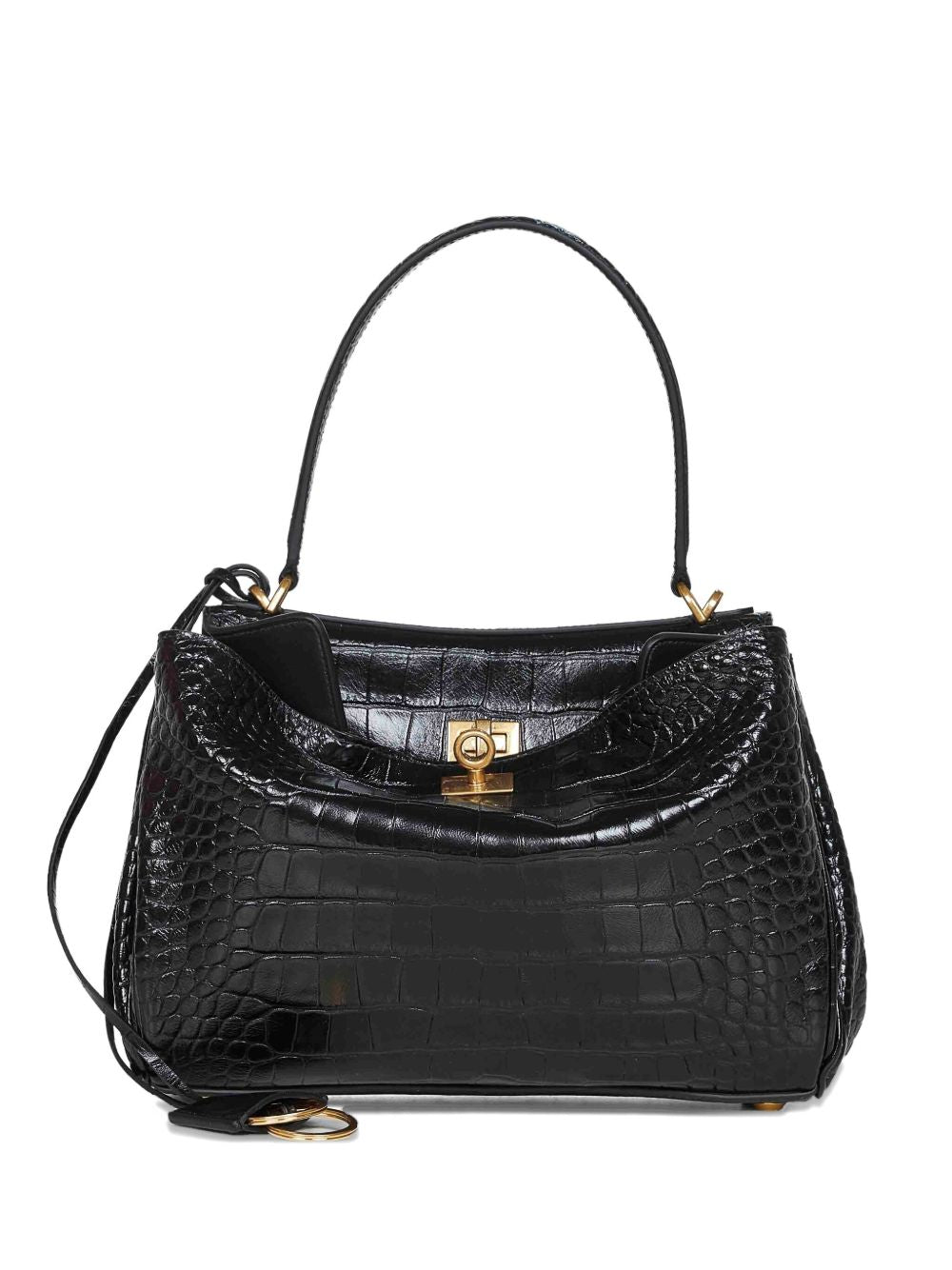 Balenciaga Rodeo Medium Leather Shoulder Bag Black