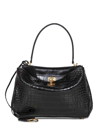Balenciaga Rodeo Medium Leather Shoulder Bag Black