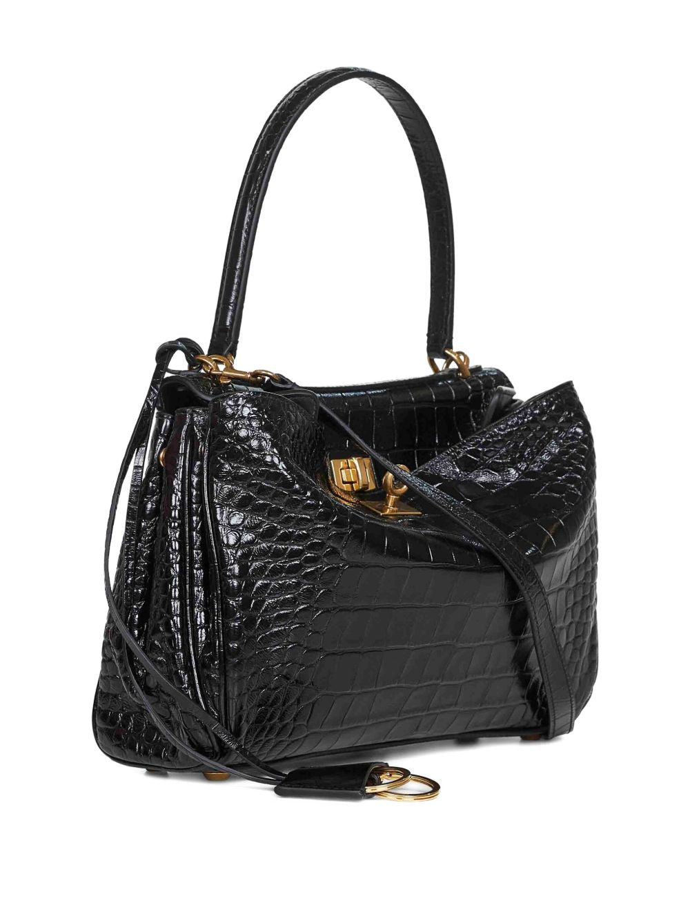 Balenciaga Rodeo Medium Leather Shoulder Bag Black