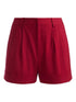 Alice + Olivia Pleated Linen-Blend High-Waisted Shorts Red