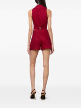 Alice + Olivia Pleated Linen-Blend High-Waisted Shorts Red