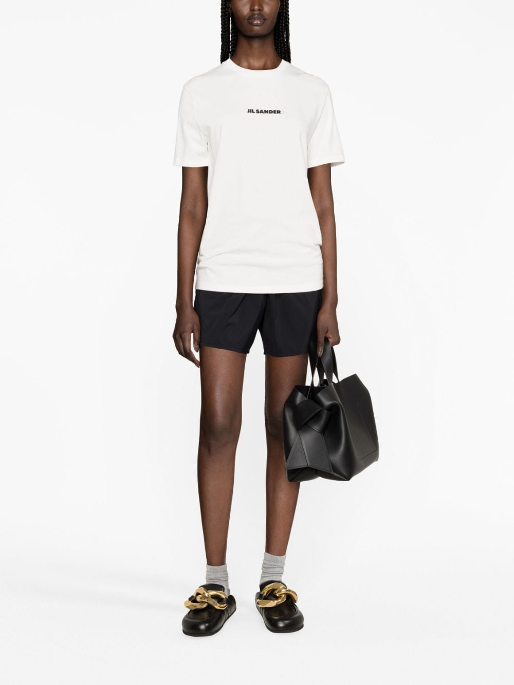Jil Sander Plus Logo Cotton T-Shirt with Crew Neck White