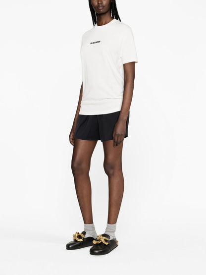 Jil Sander Plus Logo Cotton T-Shirt with Crew Neck White