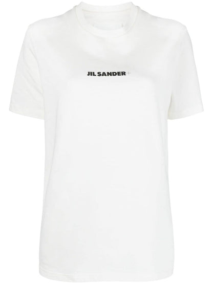 Jil Sander Plus Logo Cotton T-Shirt with Crew Neck White