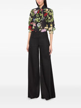 Alice + Olivia Floral-Print Cotton Pussy-Bow Blouse Black Black