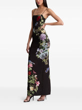 Alice + Olivia Floral-Print Spaghetti-Strap Sleeveless Dress Black