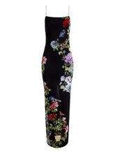 Alice + Olivia Floral-Print Spaghetti-Strap Sleeveless Dress Black