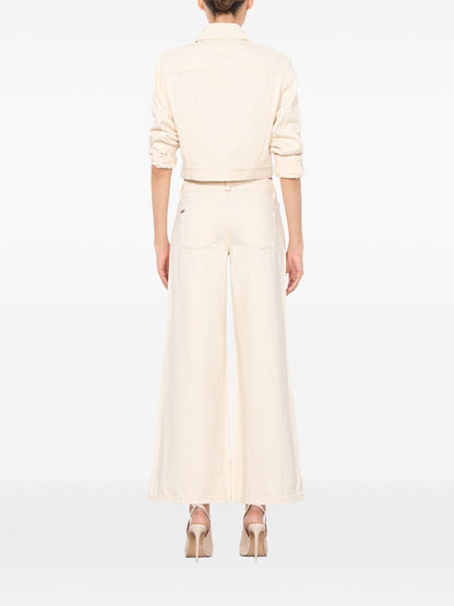 Alice + Olivia High-rise Wide-leg Cream Trousers White