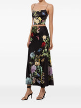 Alice + Olivia Floral-Print Bias-Cut Terese Long Slip Skirt Black black