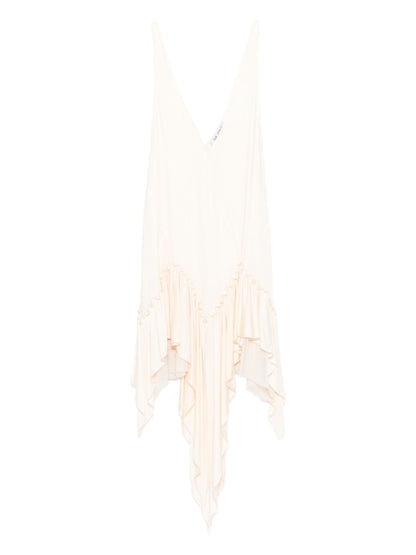 The Attico Ivory Asymmetric Ruffled Sleeveless Mini Dress Ivory