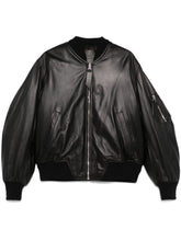 The Attico Bomber Lambskin Leather Jacket Black