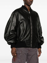 The Attico Bomber Lambskin Leather Jacket Black