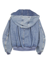 The Attico Hooded Embroidered Logo Denim Jacket Clear Blue