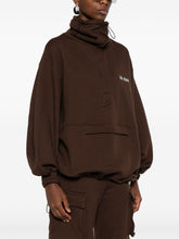 The Attico Zip-Neck Cotton Sweatshirt Brown
