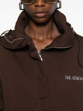 The Attico Zip-Neck Cotton Sweatshirt Brown