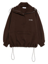 The Attico Zip-Neck Cotton Sweatshirt Brown