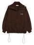 The Attico Zip-Neck Cotton Sweatshirt Brown