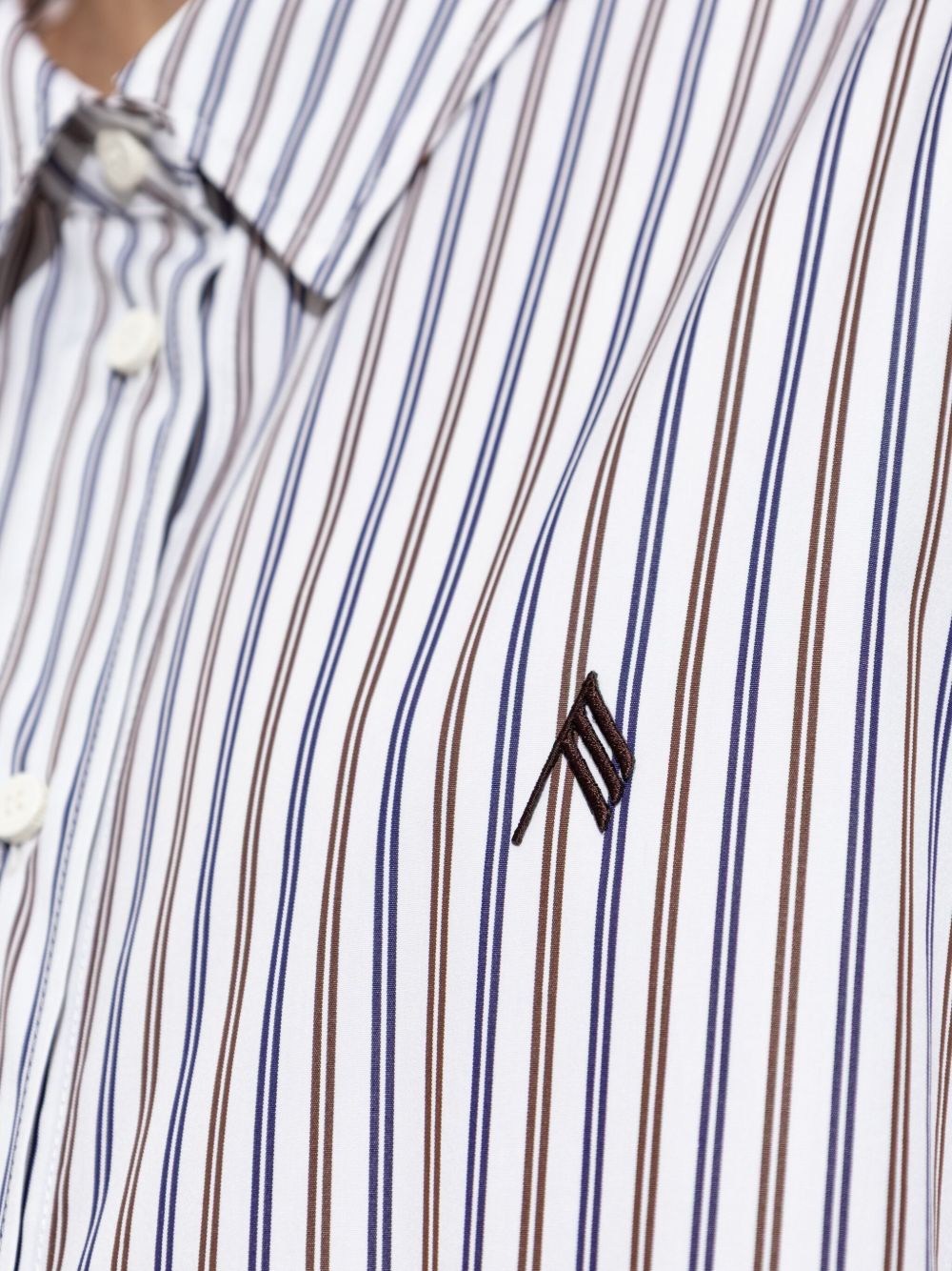 The Attico Striped Cotton Shirt with Asymmetrical Hem MultiColour