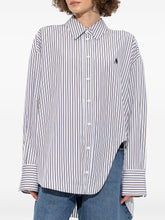 The Attico Striped Cotton Shirt with Asymmetrical Hem MultiColour