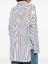 The Attico Striped Cotton Shirt with Asymmetrical Hem MultiColour