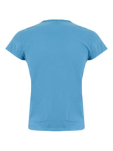 The Attico Embroidered Jersey Cotton T-Shirt Clear Blue
