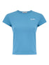 The Attico Embroidered Jersey Cotton T-Shirt Clear Blue