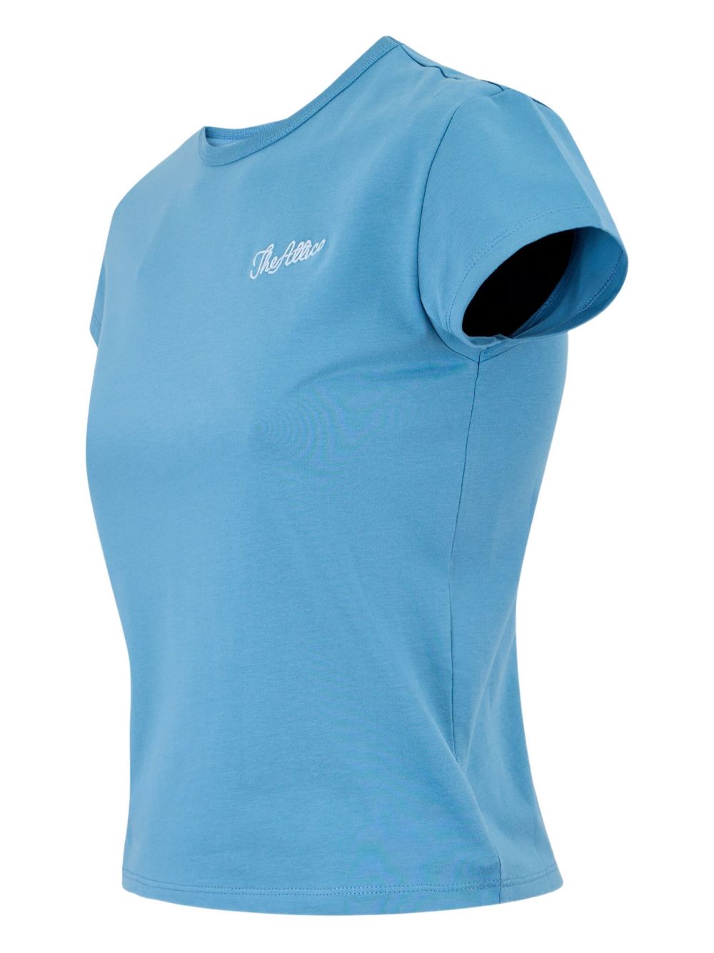 The Attico Embroidered Jersey Cotton T-Shirt Clear Blue