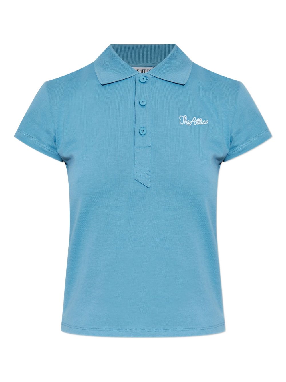 The Attico Light Blue Cotton Jersey Polo Shirt with Embroidered Logo Clear Blue