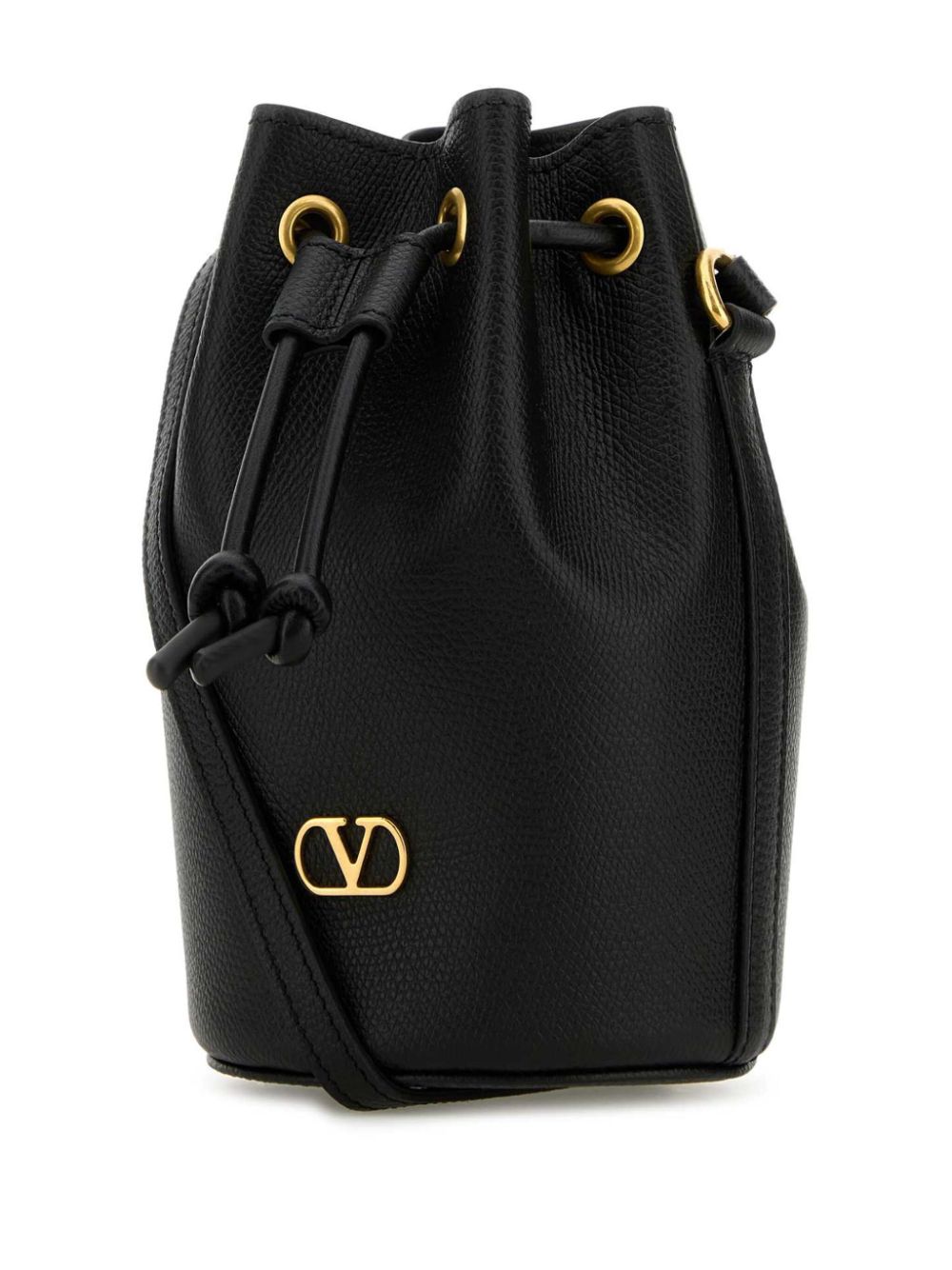 Valentino Garavani VLogo Signature Mini Leather Bucket Bag Black