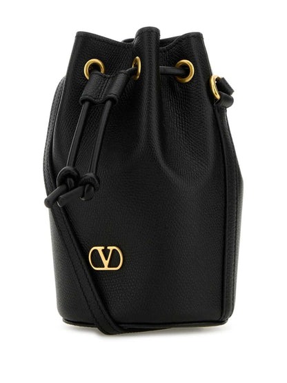 Valentino Garavani VLogo Signature Mini Leather Bucket Bag Black