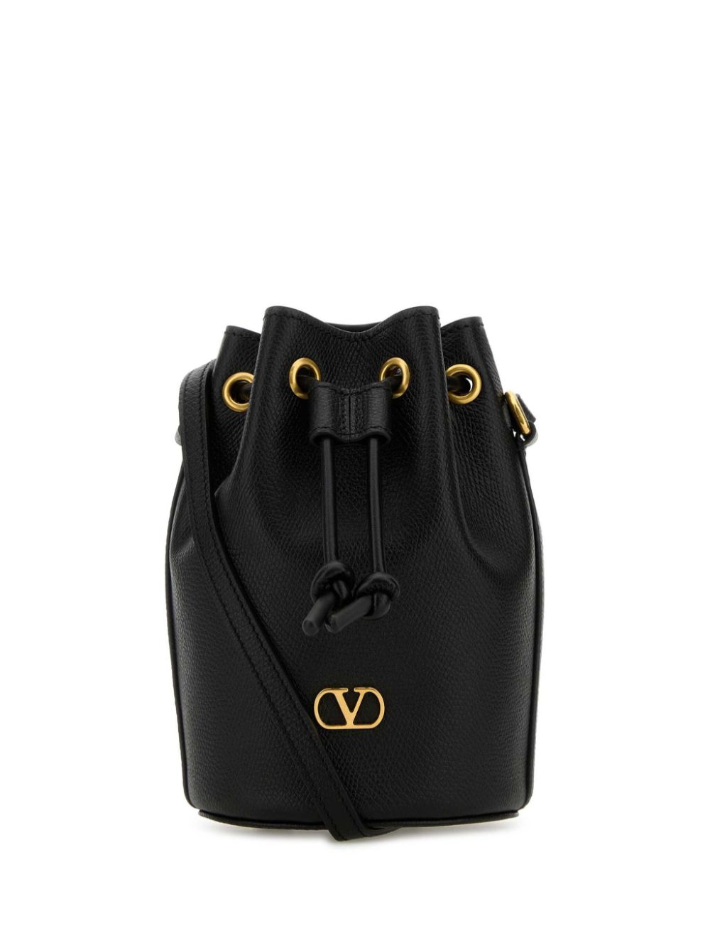 Valentino Garavani VLogo Signature Mini Leather Bucket Bag Black