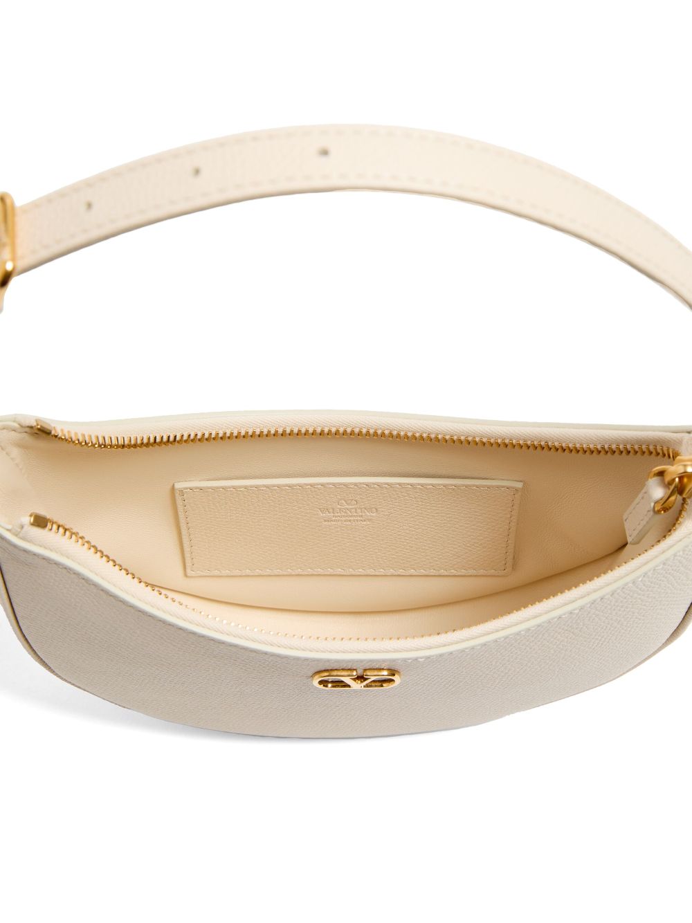 Valentino Garavani VLogo Signature Mini Leather Hobo Clutch Ivory