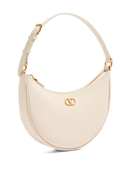 Valentino Garavani VLogo Signature Mini Leather Hobo Clutch Ivory