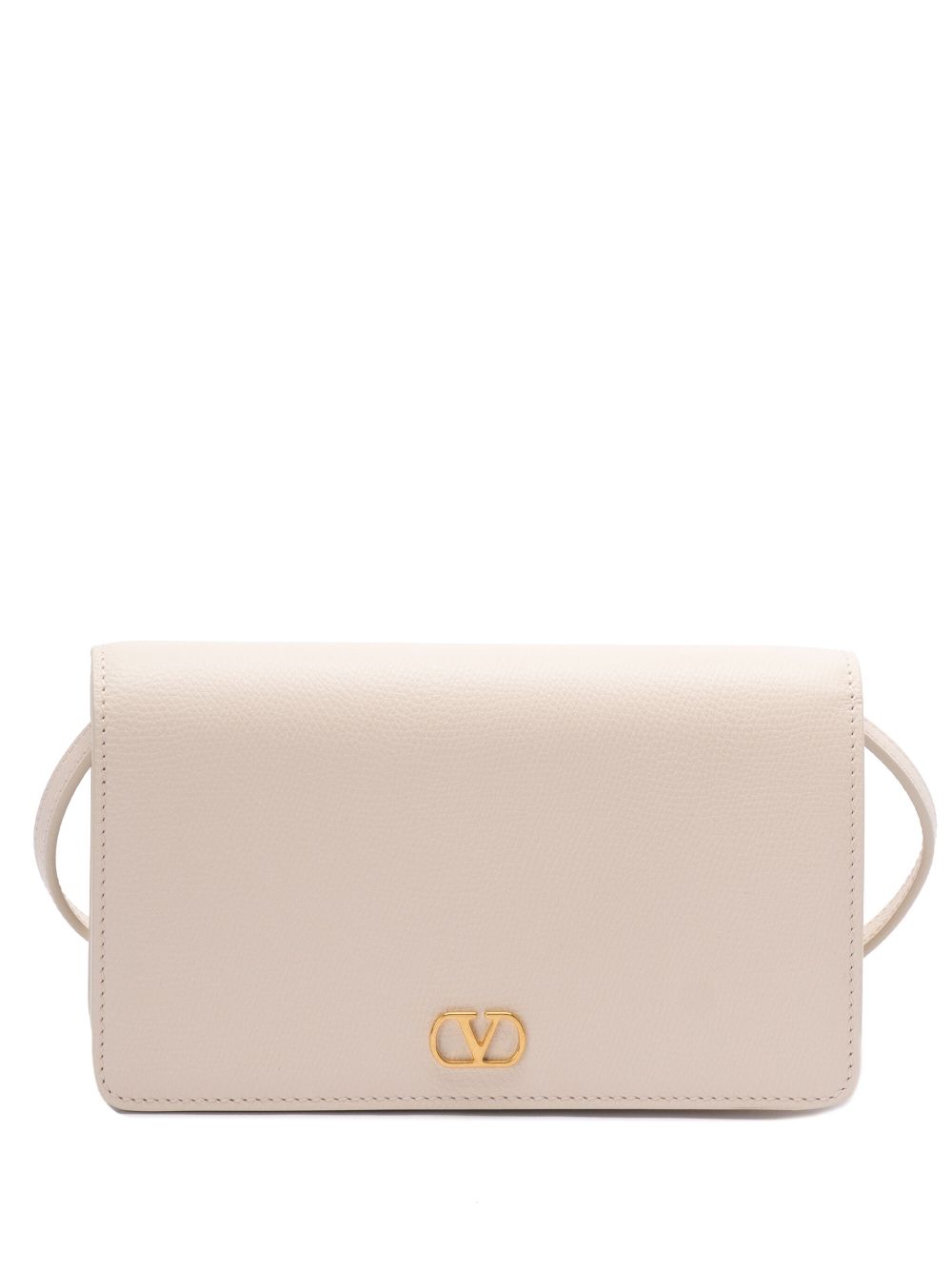 Valentino Garavani VLogo Signature Mini Clutch in Ivory Silk and Leather Ivory