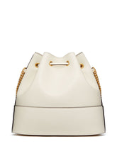 Valentino Garavani VLogo Signature Leather and Silk Mini Clutch Ivory