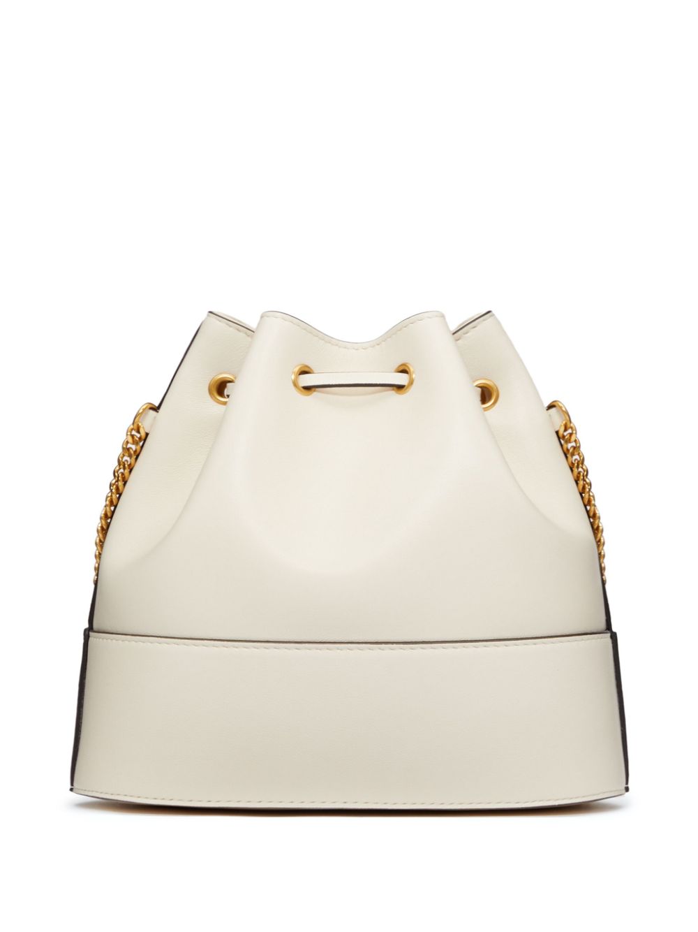 Valentino Garavani VLogo Signature Leather and Silk Mini Clutch Ivory