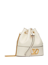 Valentino Garavani VLogo Signature Leather and Silk Mini Clutch Ivory