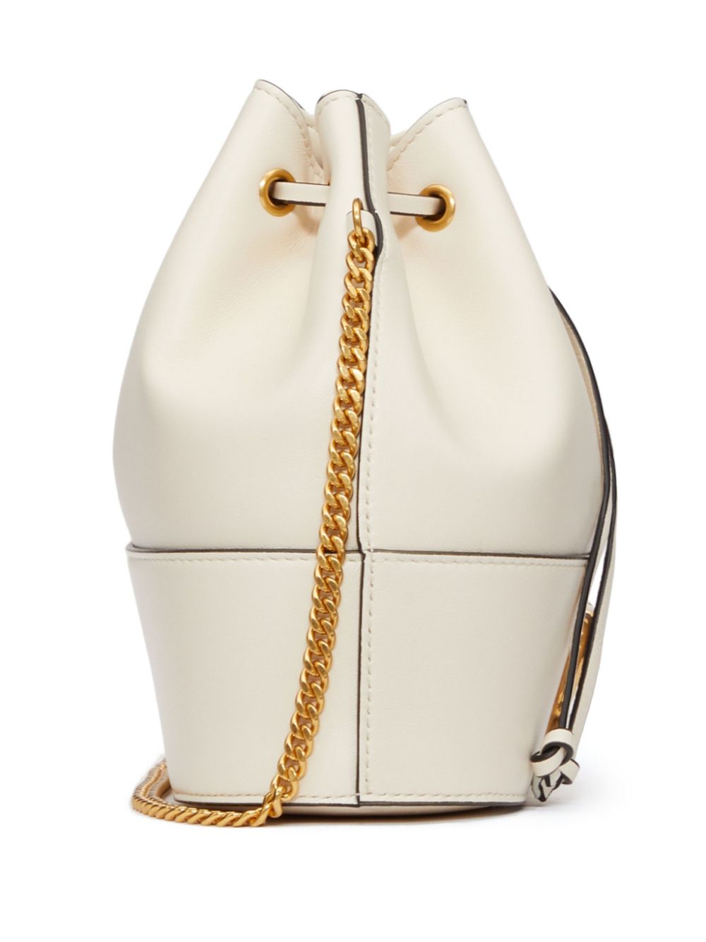 Valentino Garavani VLogo Signature Leather and Silk Mini Clutch Ivory