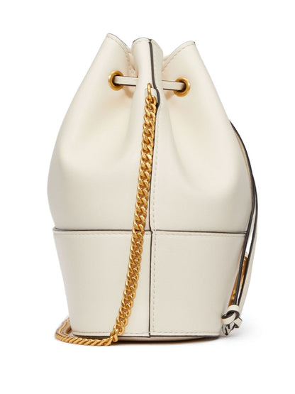 Valentino Garavani VLogo Signature Leather and Silk Mini Clutch Ivory